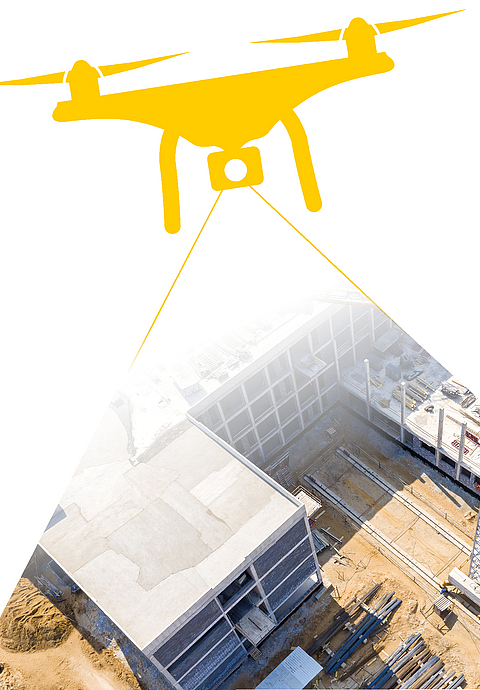 Baustelle aus der Vogelperspektive.
    