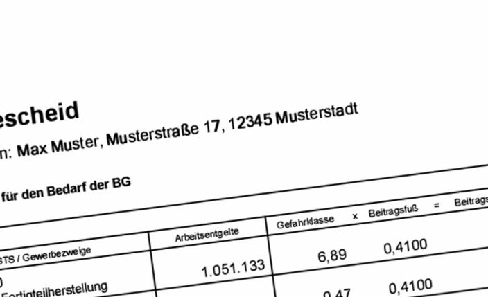 Muster eines Beitragsbescheids.
    